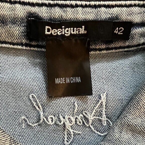 Desigual Denim Women's Front Button Striped High/Low Dress Size 10 - Picture 10 of 12